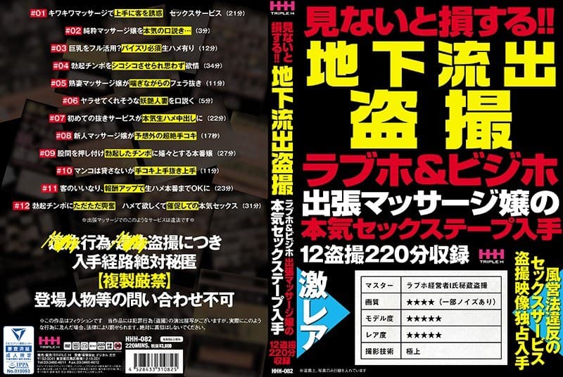 見ないと損する!!地下流出盗撮ラブホ&ビジホ出張マッサージ嬢の本気セックステープ入手
